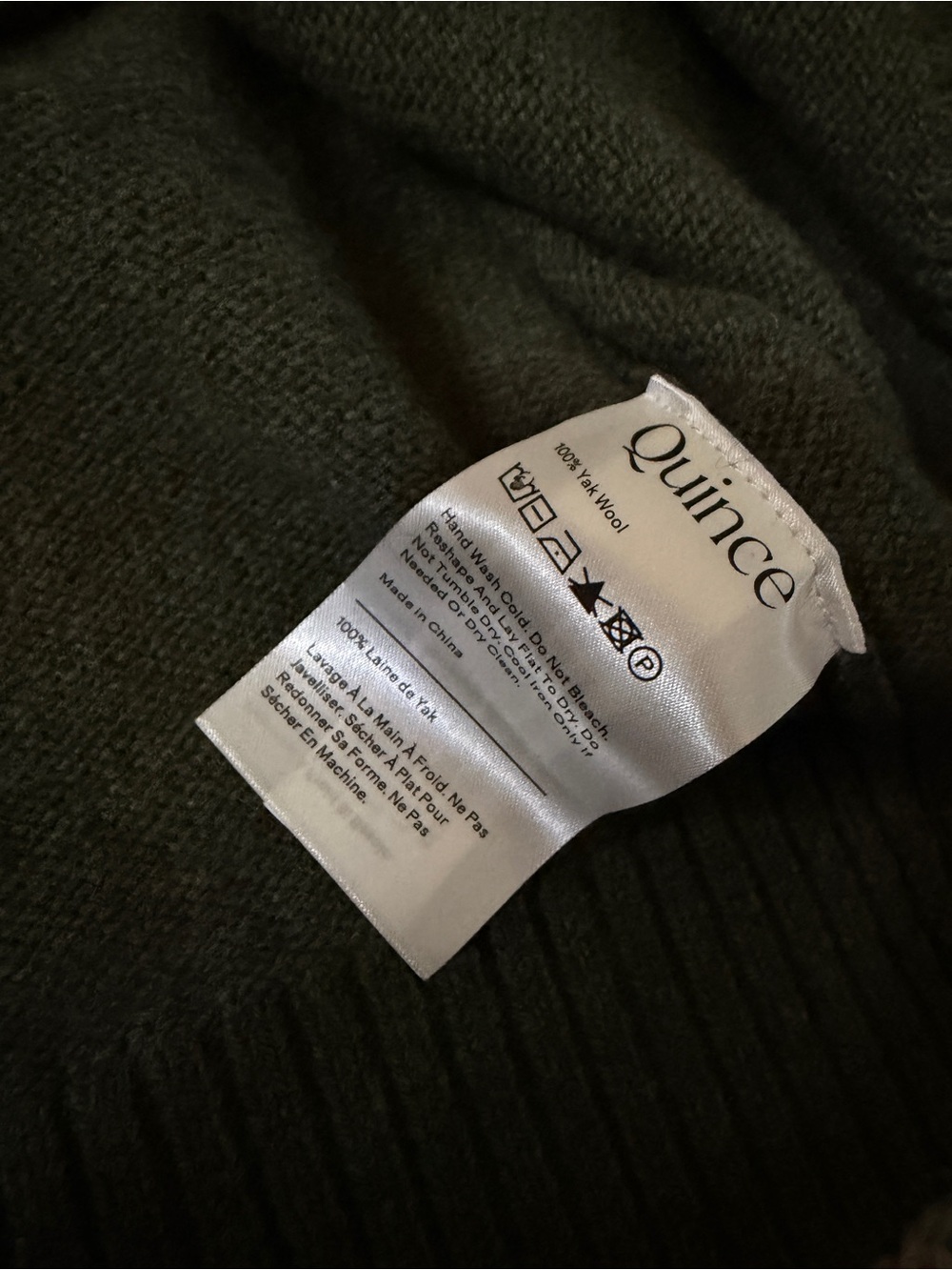 Quince Men’s 100% Yak Wool Crewneck Sweater – Olive Green – Size M – NWT - Picture 5 of 7